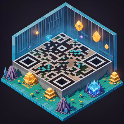 Isometric Jungle Camp Game Art QR Code for Posters — image 1