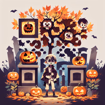Cartoon Zombie Graveyard Halloween Pumpkin QR Code for Posters — image 1
