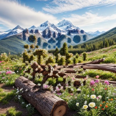 Alpine Meadow Wildflowers Photorealistic QR Code Art