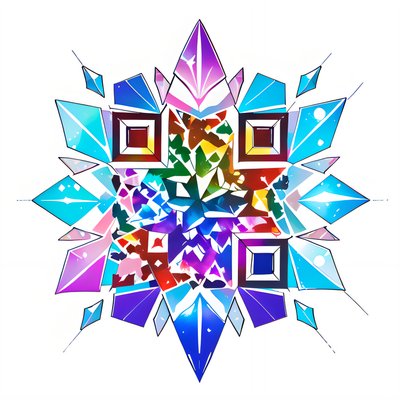 Rainbow Crystal Cluster Tattoo Symmetry QR Code for Temporary Tattoos