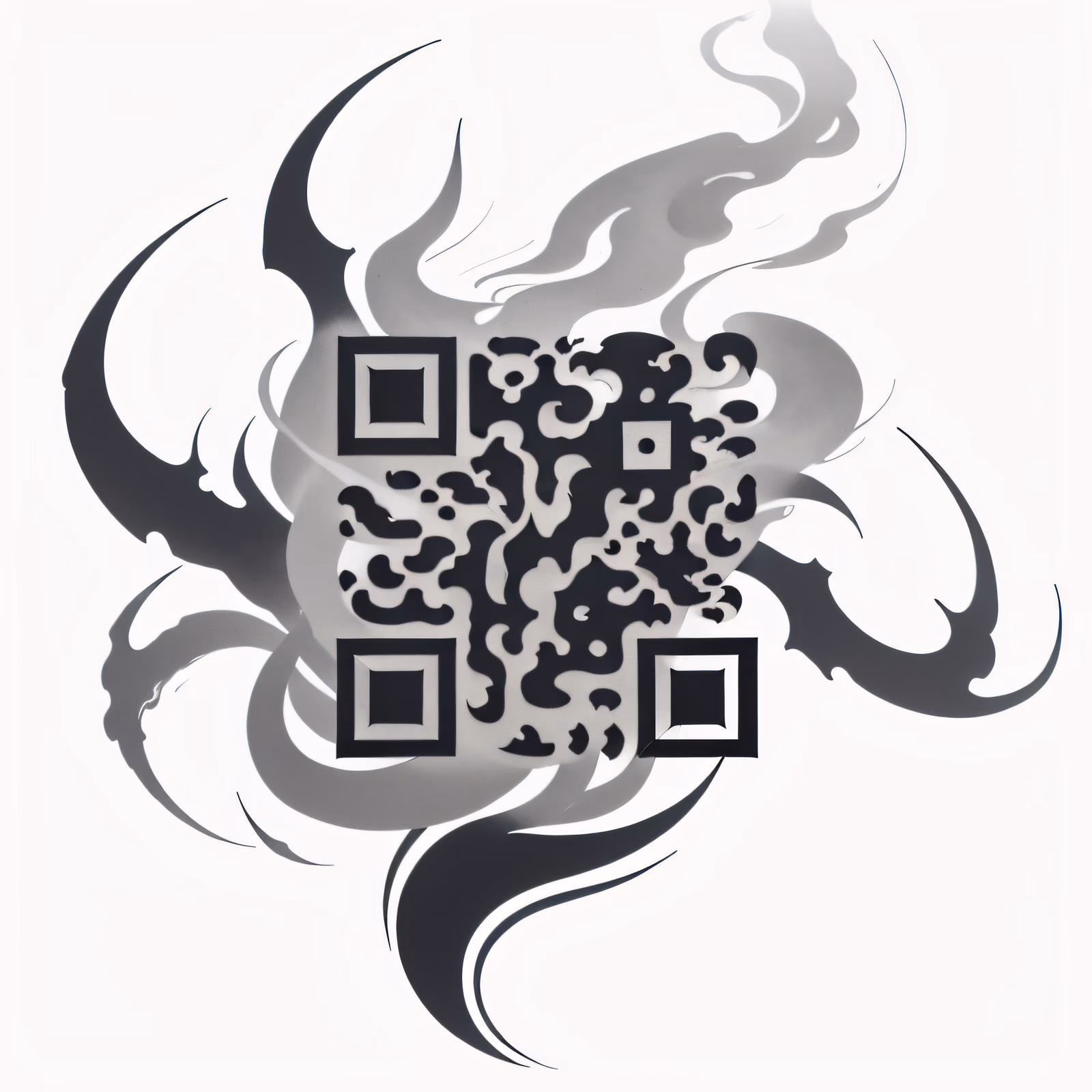 Коготь демона в дыму: QR-код в стиле татуировки для временных тату — изображение 1