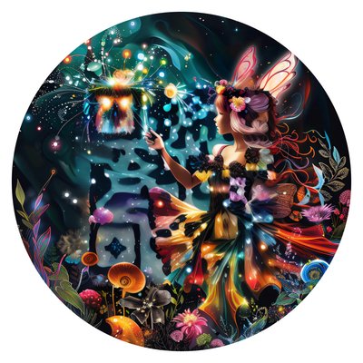 Fairy with Magic Wand Fantasy QR Code for Stickers