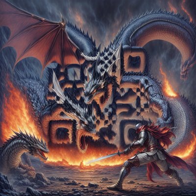 Knight Versus Dragon Fantasy QR Code Art