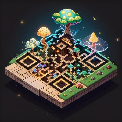 Isometric Enchanted Forest Toadstools QR Code Art