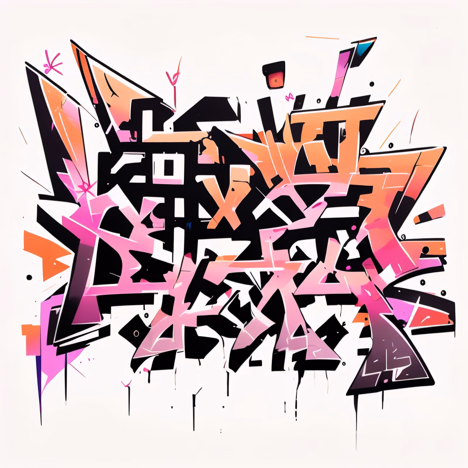 Pink Orange Wildstyle Graffiti QR Code for Apparel — image 1