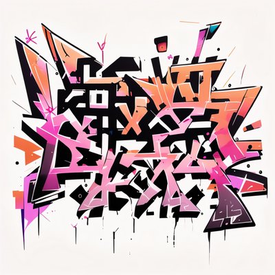 Pink Orange Wildstyle Graffiti QR Code for Apparel