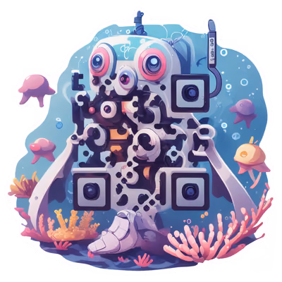 Underwater Robot Vector QR Code for Stickers — image 1