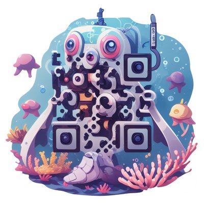 Underwater Robot Vector QR Code for Stickers