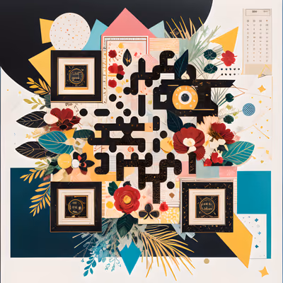 Floral Paper Collage Flowers QR Code Art — image 1