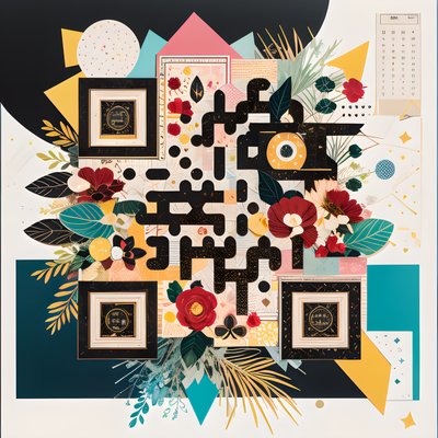 Floral Paper Collage Flowers QR Code Art