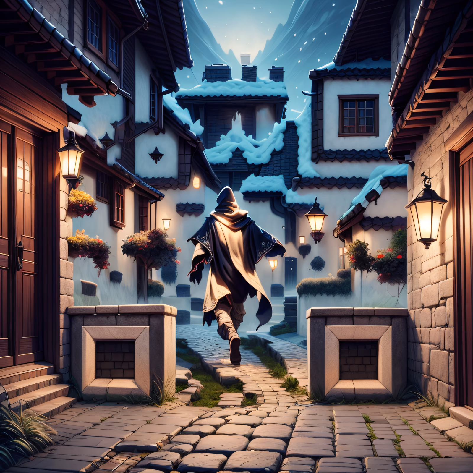 Cloaked Wanderer Fantasy Village QR Code for Posters — image 1