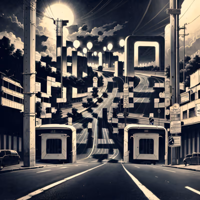 Ночное шоссе: уличная сцена в виде QR-кода — изображение 1