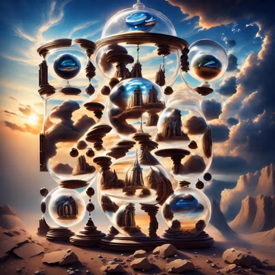 Surreal Hourglass Desert Matte Painting QR Code Art — image 1