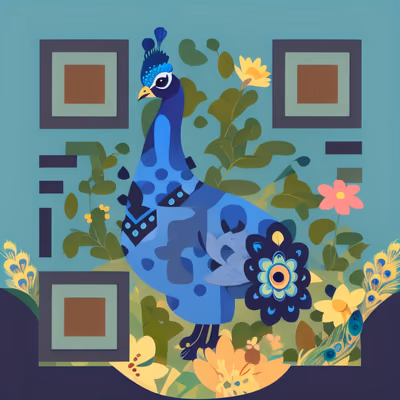 Peacock Garden Flat Vector QR Code Art — image 1
