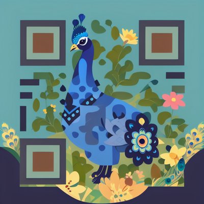 Peacock Garden Flat Vector QR Code Art