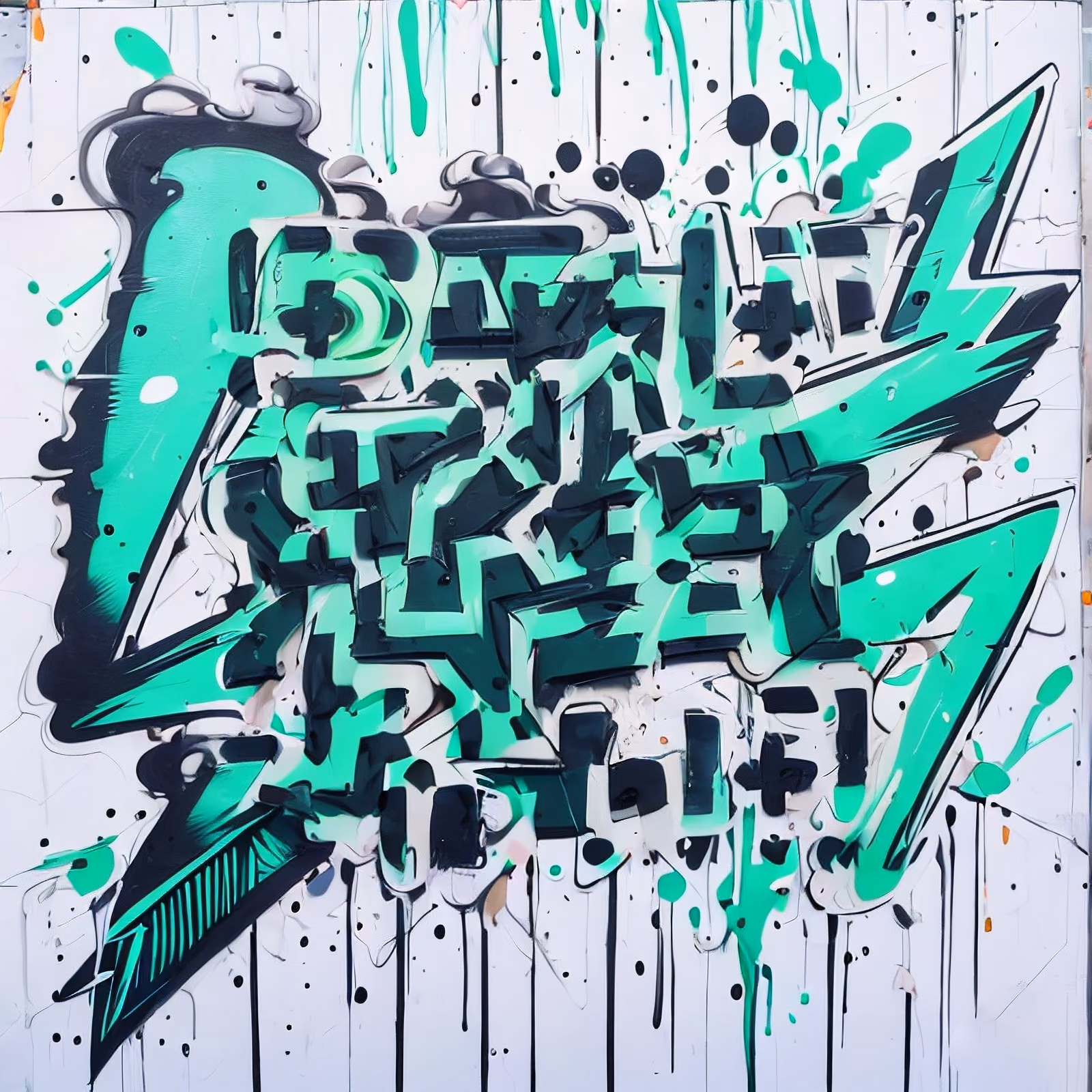 Mint Green Graffiti Lettering QR Code for Posters — image 1
