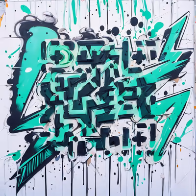 Mint Green Graffiti Lettering QR Code for Posters — image 1
