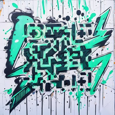 Mint Green Graffiti Lettering QR Code for Posters