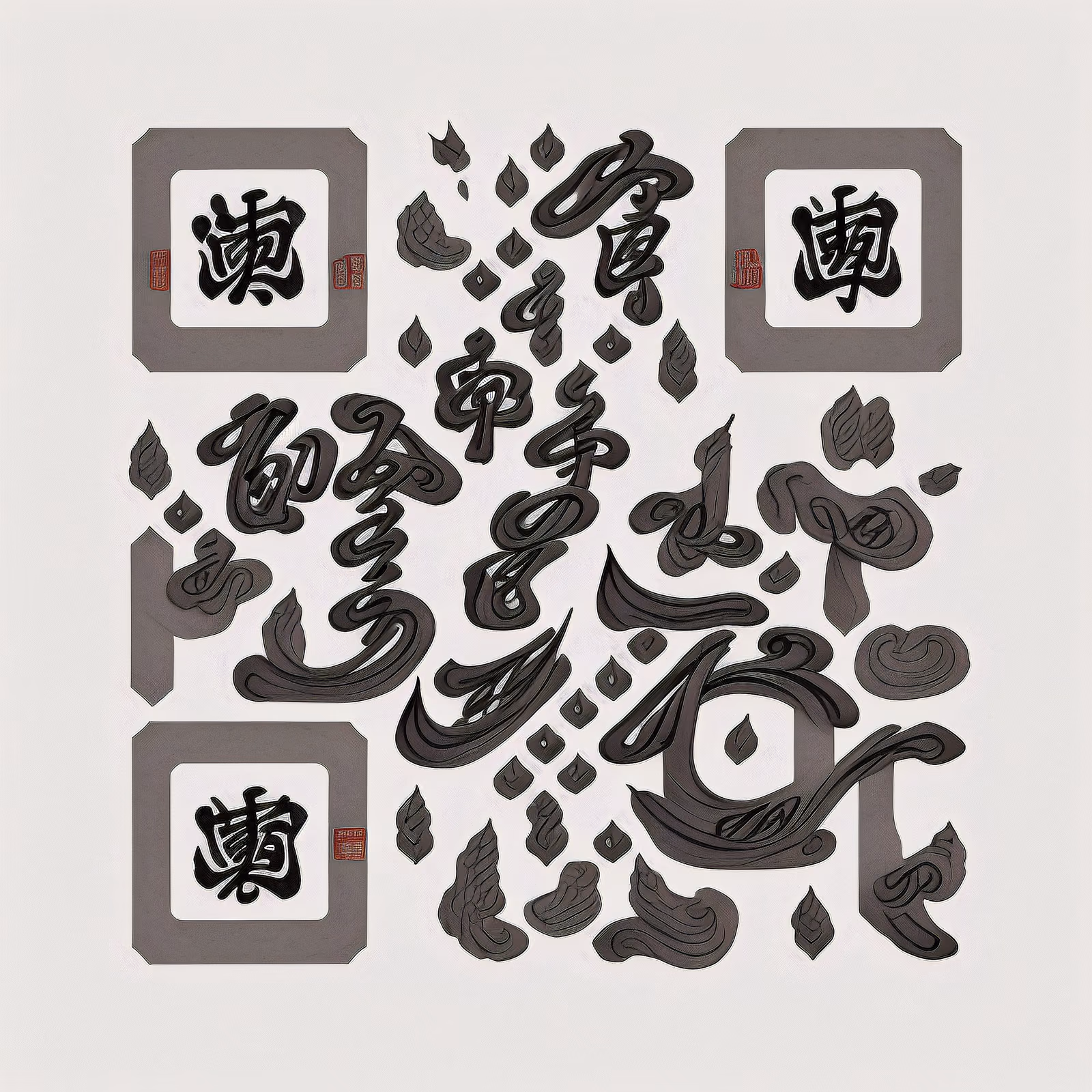 Ink Calligraphy Brush Characters QR Code Art — image 1