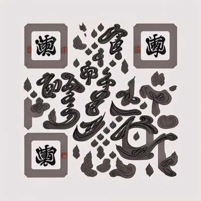 Ink Calligraphy Brush Characters QR Code Art — image 1