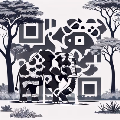 Savannah Elephant Vector QR Code Art — image 1