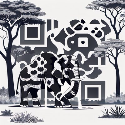 Savannah Elephant Vector QR Code Art