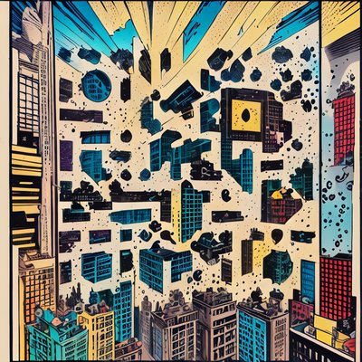Comic Book Skyscraper Cityscape QR Code for Posters