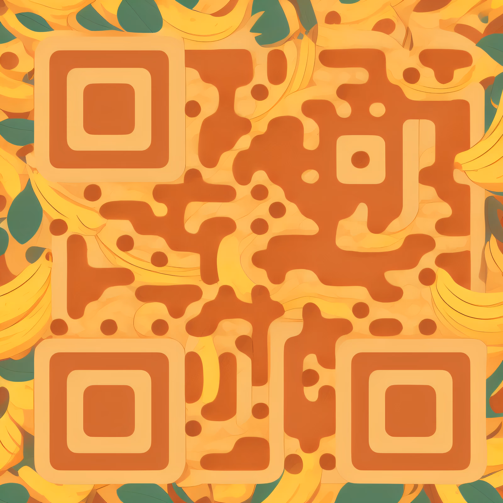 QR-код с гроздями бананов в стиле поп-арт для упаковки — изображение 1