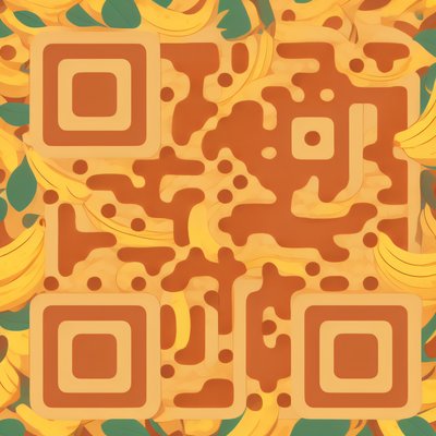 Banana Bunch Pop Art Vector QR Code for Packaging
