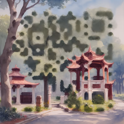 Park Gazebo Watercolor QR Code Art — image 1