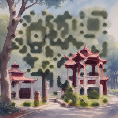 Park Gazebo Watercolor QR Code Art