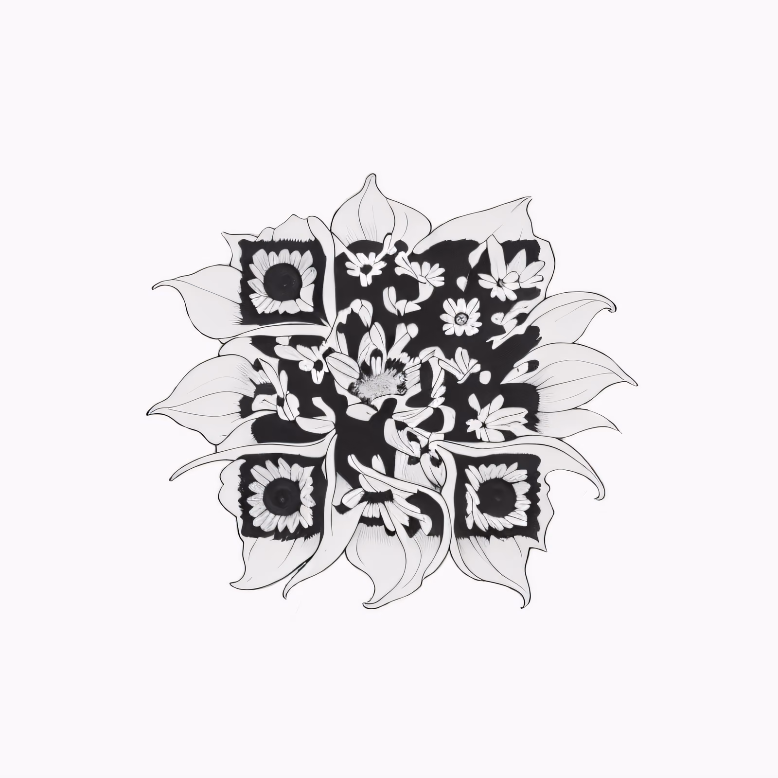 QR-код с татуировкой ромашек тушью для временных тату — изображение 1