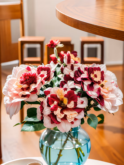 Pink Camellia Bouquet Photo QR Code Art — image 1