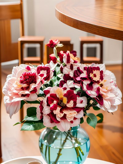 Pink Camellia Bouquet Photo QR Code Art