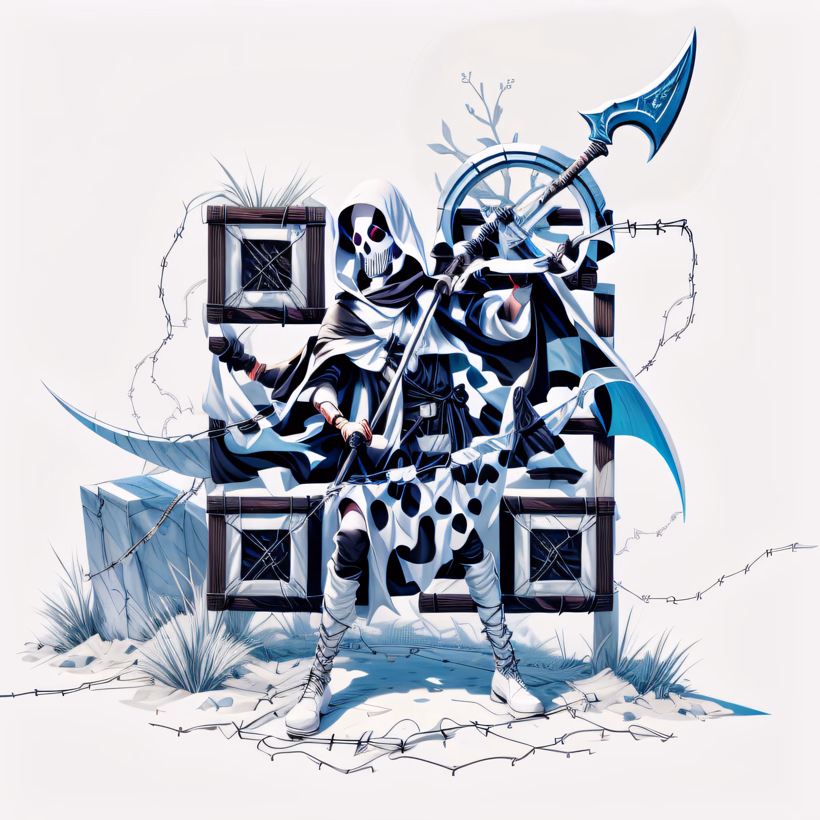 Grim Reaper Scythe Game Art QR Code for Apparel — image 1