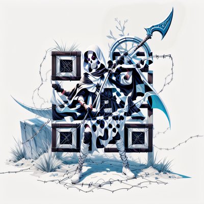 Grim Reaper Scythe Game Art QR Code for Apparel