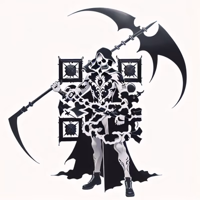 Grim Reaper Scythe Tattoo Skeleton QR Code for Temporary Tattoos — image 1