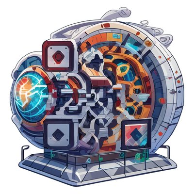 Sci-Fi Reactor Machine Vector QR Code for Stickers