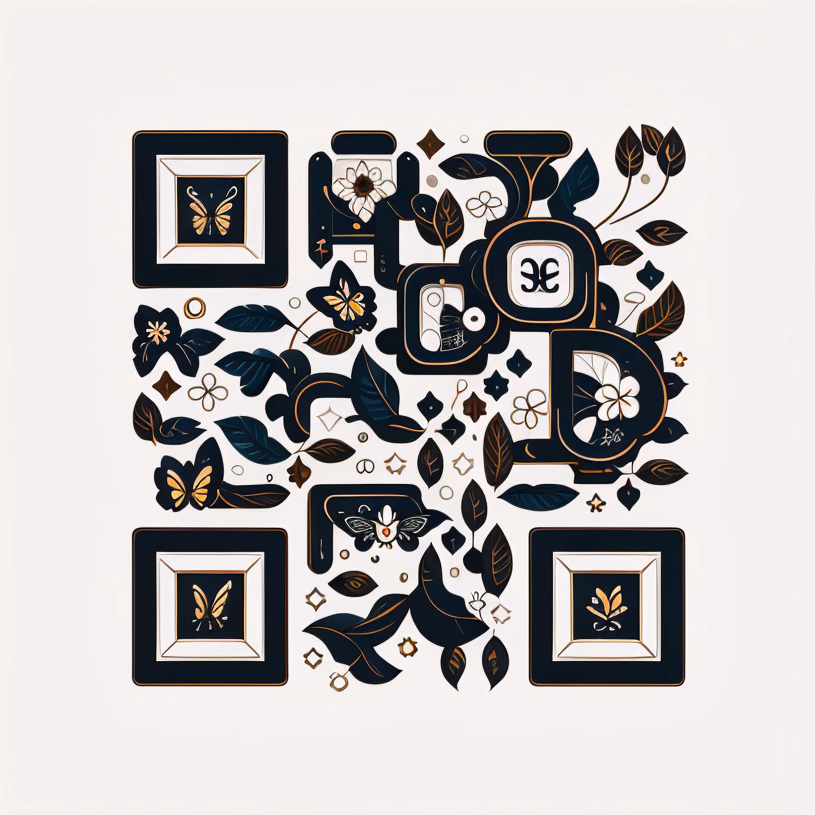 Butterfly and Leaf Vector QR Code for Packaging — image 1