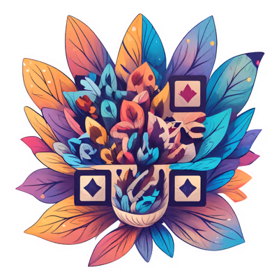 Colorful Leaf Bouquet Vector QR Code for Stickers — image 1