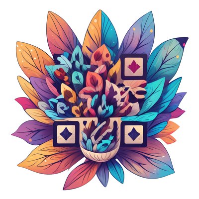 Colorful Leaf Bouquet Vector QR Code for Stickers