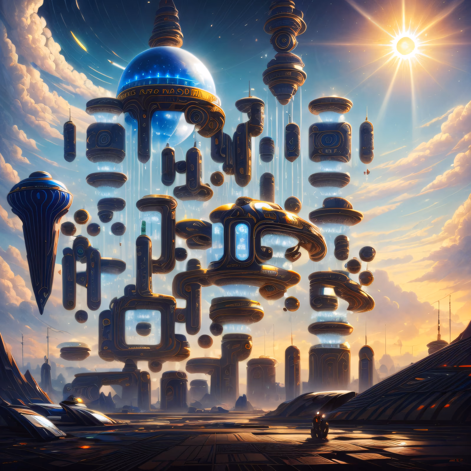 Floating Futuristic City Concept Art QR Code for Posters — image 1