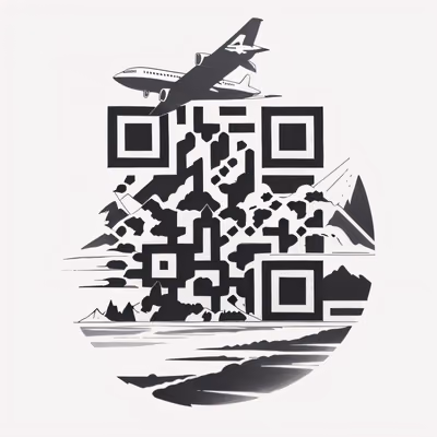Airplane Over Island Tattoo QR Code for Temporary Tattoos — image 1