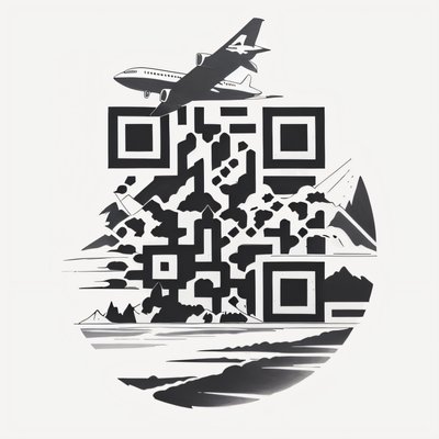 Airplane Over Island Tattoo QR Code for Temporary Tattoos