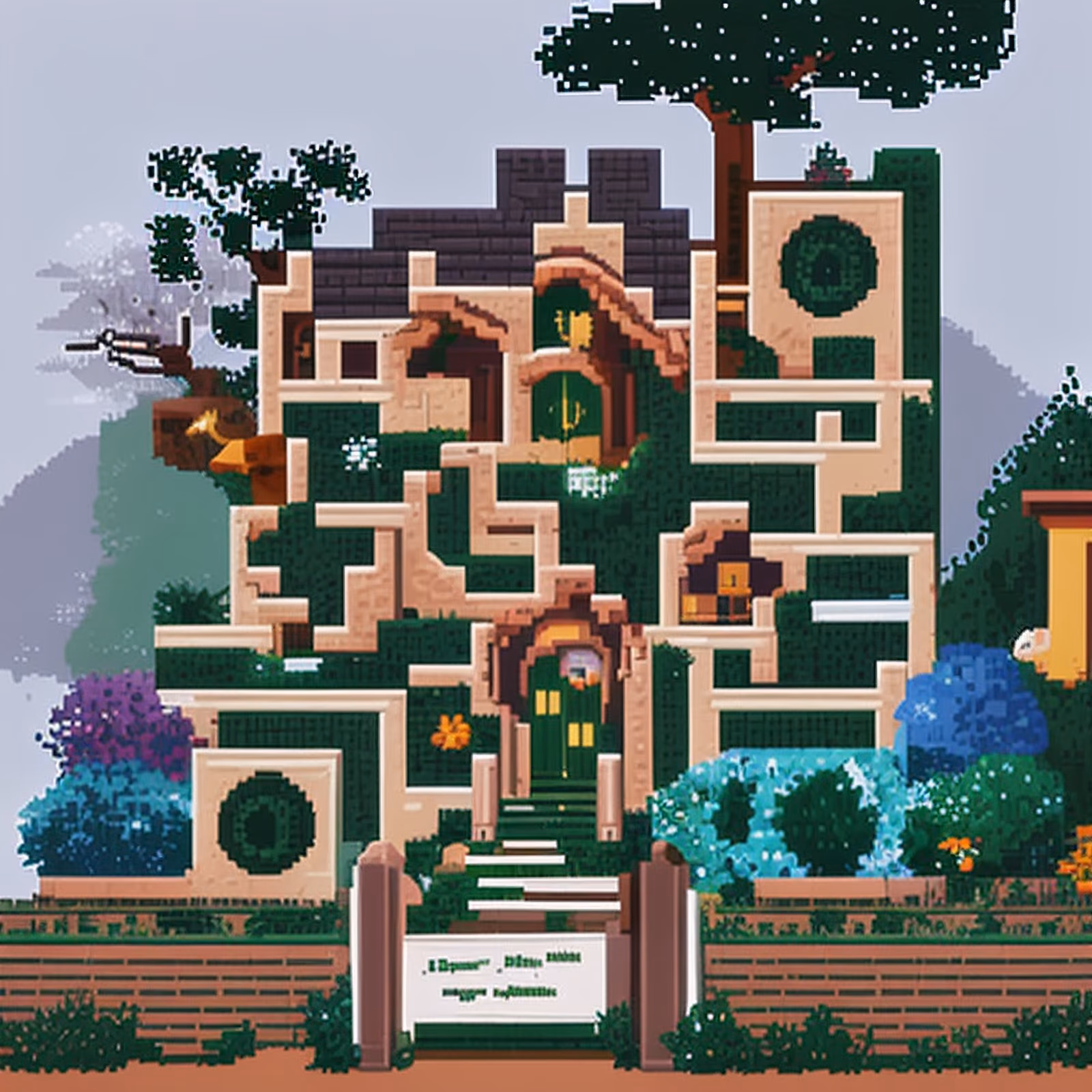 Ivy Covered House Pixel Art QR Code Art — image 1