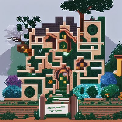 Ivy Covered House Pixel Art QR Code Art