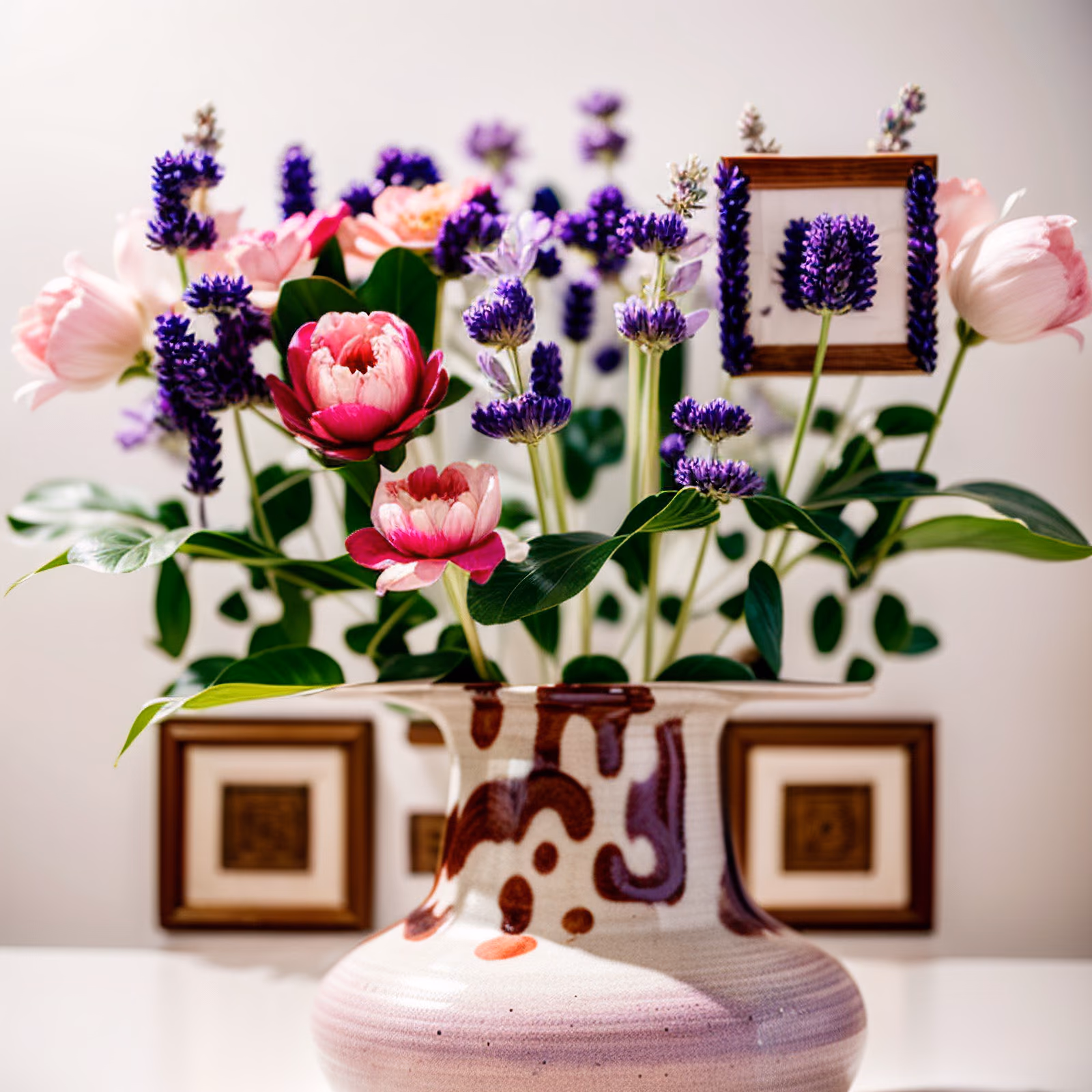 Lavender and Peony Vase Photo QR Code Art — image 1