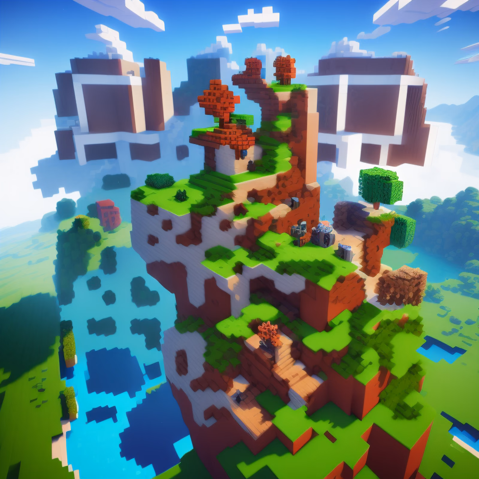 Voxel Mountain Island Game World QR Code for Posters — image 1