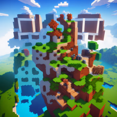 Voxel Mountain Island Game World QR Code for Posters — image 1