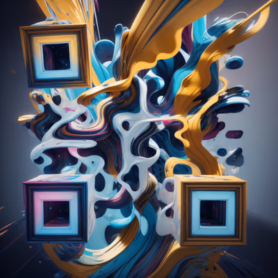 Закрученные ленты краски: 3D абстрактный QR-код — изображение 1